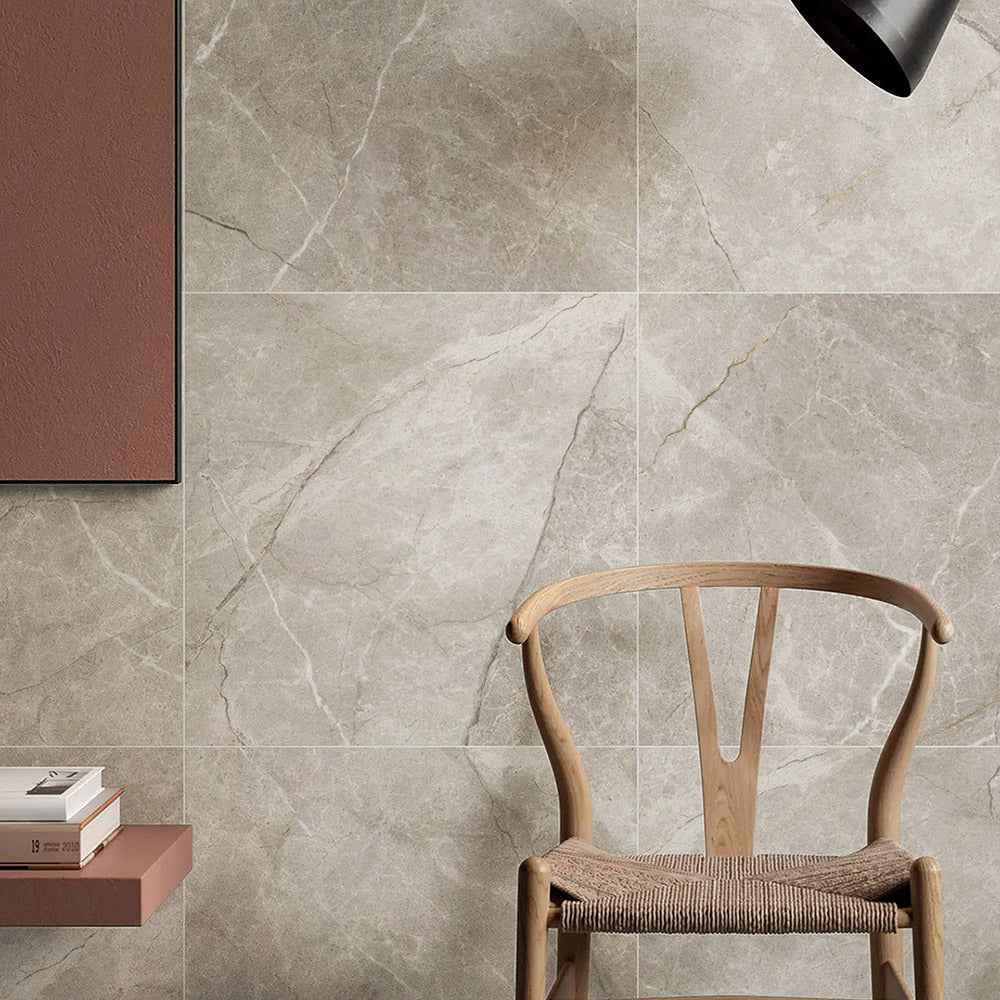 Adelaide Taupe 600x600 Matt Marble Look Porcelain Tile