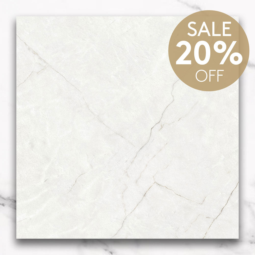 Adelaide White 600x600 Matt Marble Look Porcelain Tile