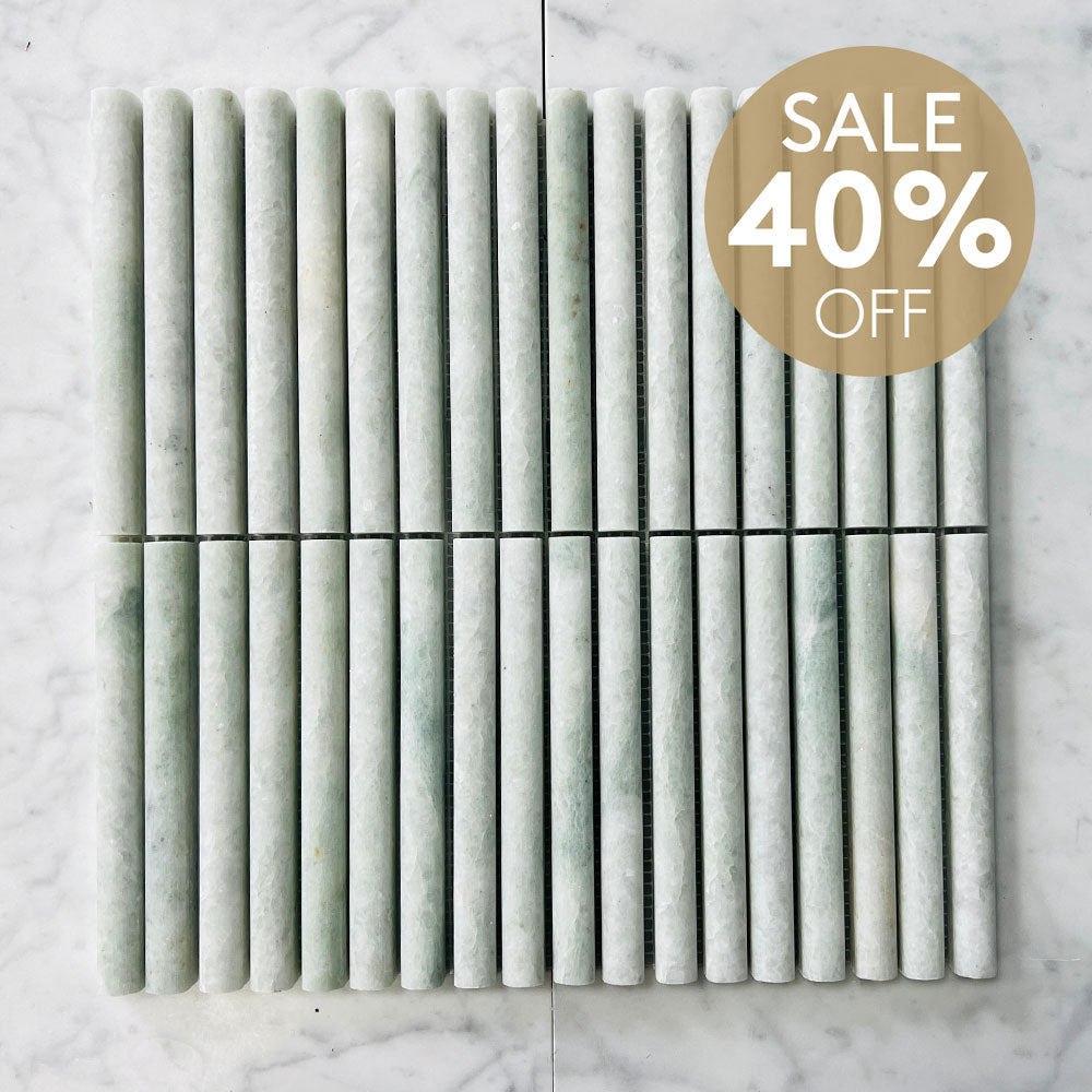 Athena Round Ming Green 152x15x15.2 Honed Marble Mosaics (per sheet)