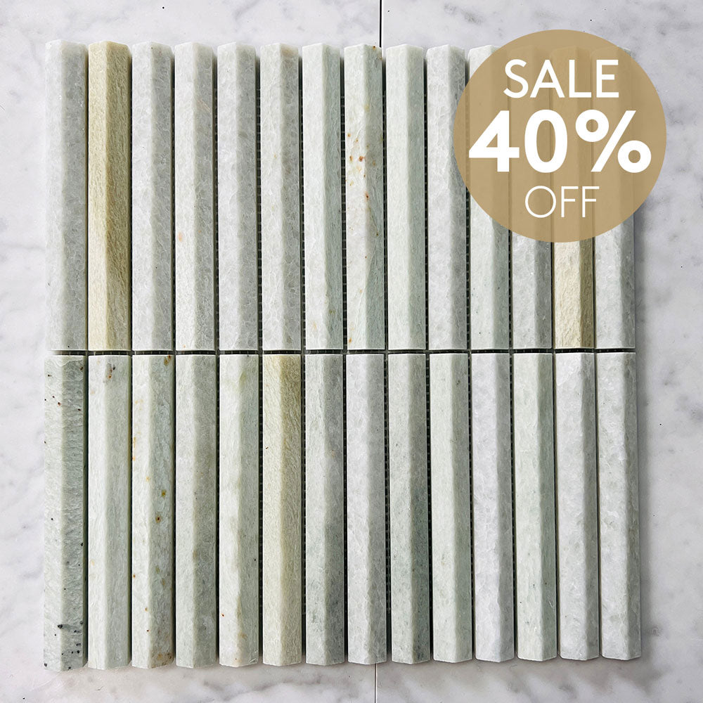 Athena Triangle Ming Green 152x20x12 Honed Marble Mosaics (per sheet)