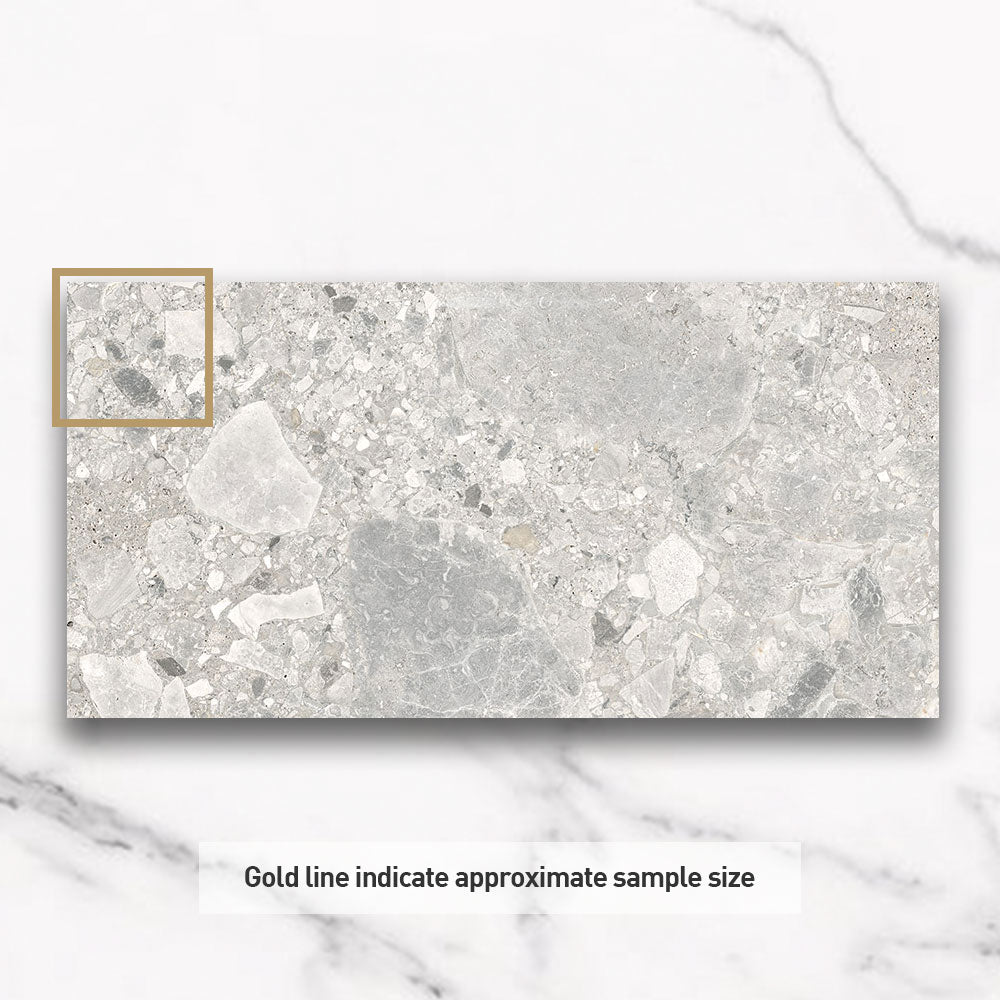 Bergamo Light Grey 300x600 Matt Terrazzo Porcelain Tile