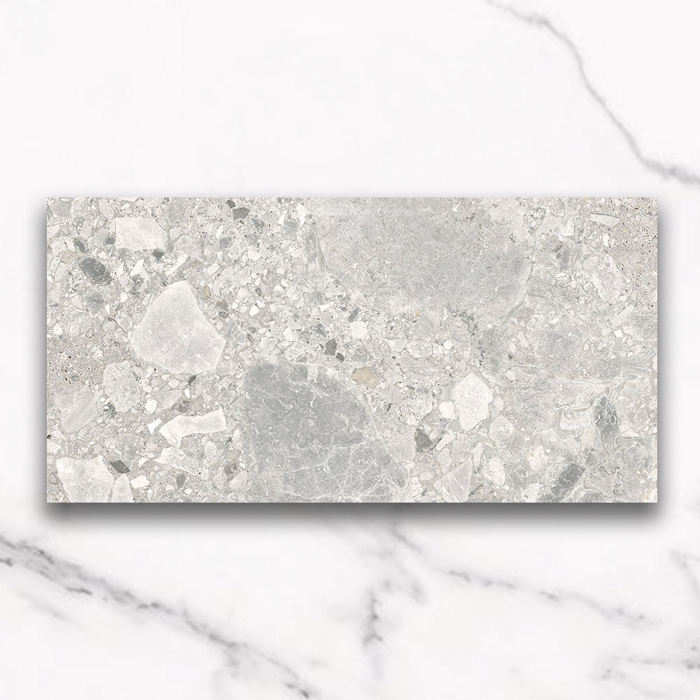 Bergamo Light Grey 600x1200 Matt Terrazzo Porcelain Tile