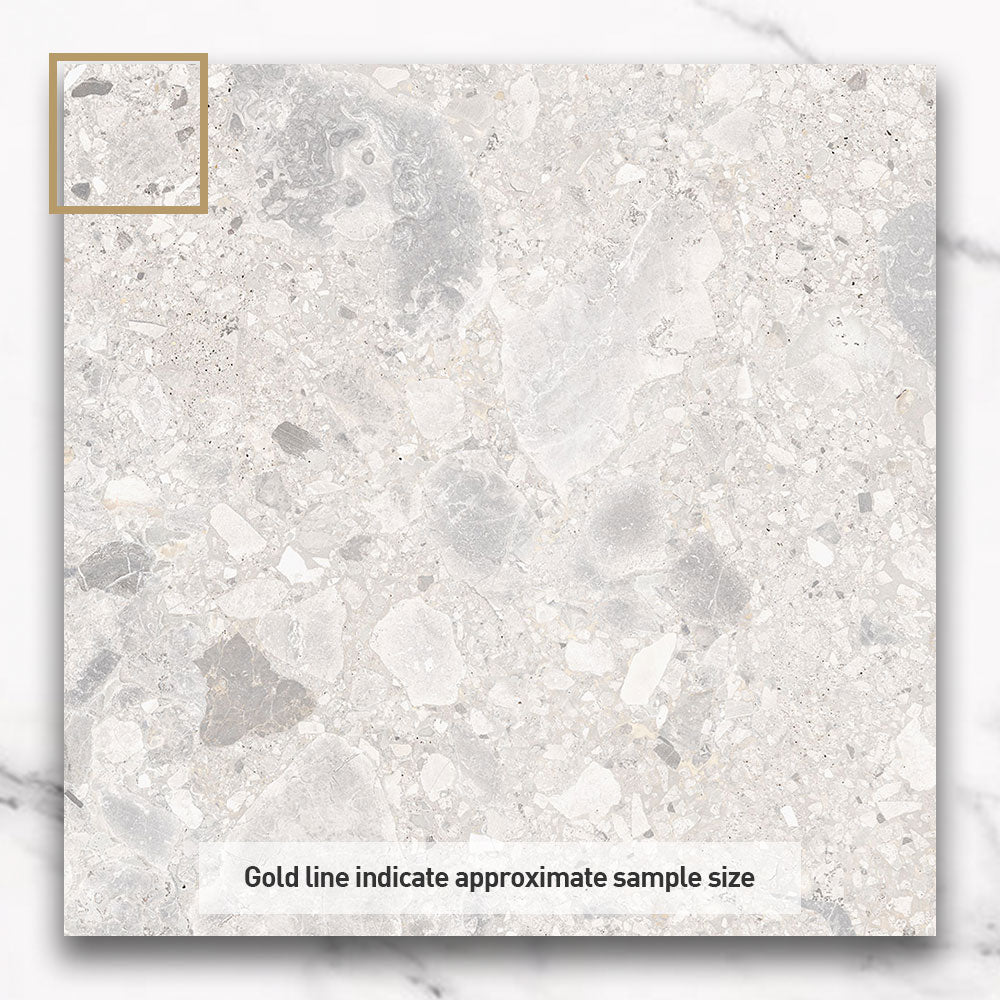 Bergamo White 600x600 Matt Terrazzo Porcelain Tile