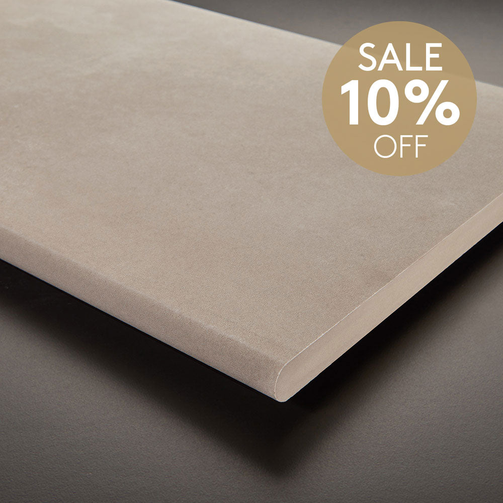 Brooklyn Light Grey 350x600 Bullnose Outdoor Porcelain Tile (per piece)