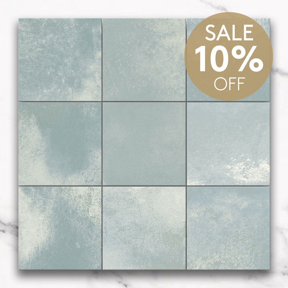 Clara Aqua Blue 100x100 Zellige Gloss Square Tile