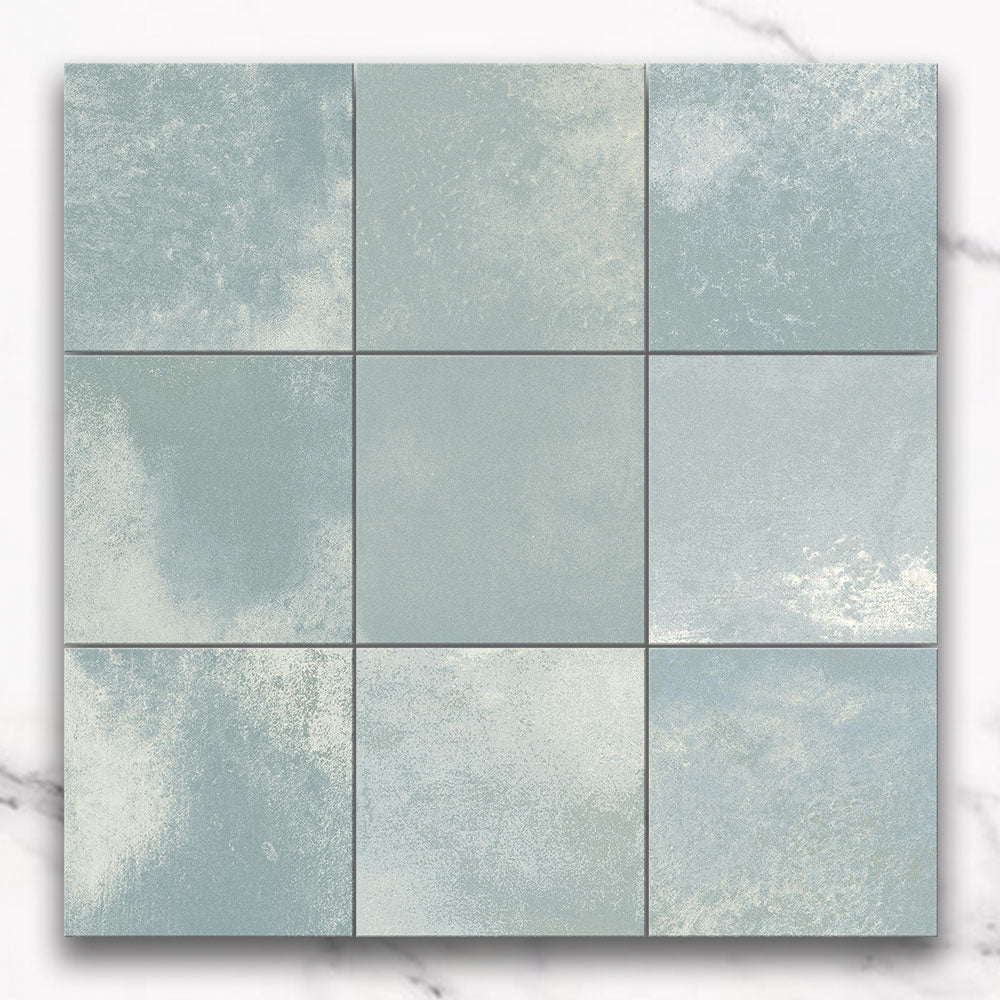 Clara Aqua Blue 100x100 Zellige Gloss Square Tile