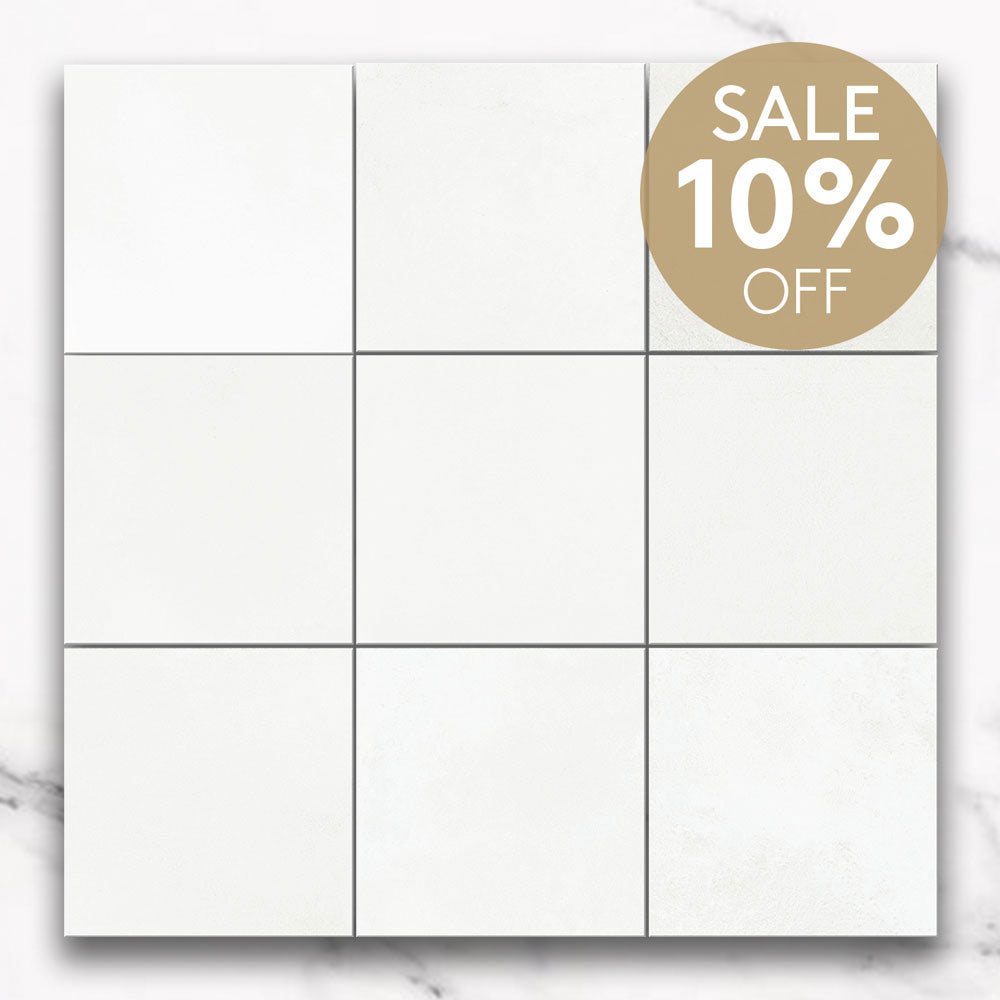 Clara Cotton White 100x100 Zellige Gloss Square Tile