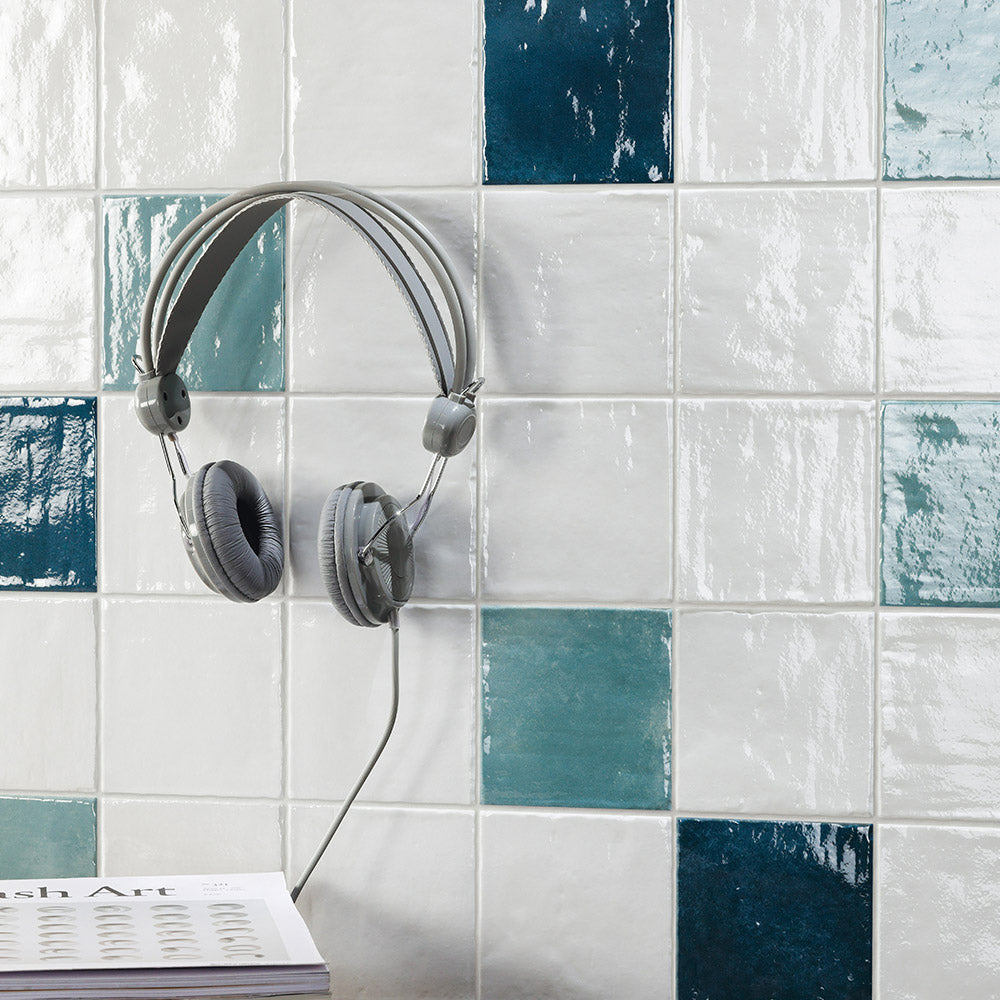 Clara Aqua Blue 100x100 Zellige Gloss Square Tile