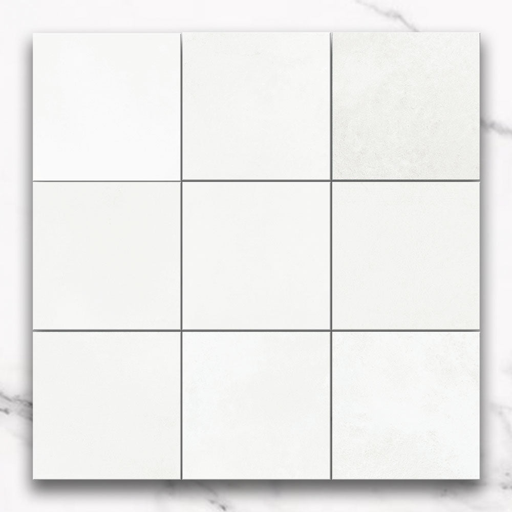 Clara Cotton White 100x100 Zellige Gloss Square Tile