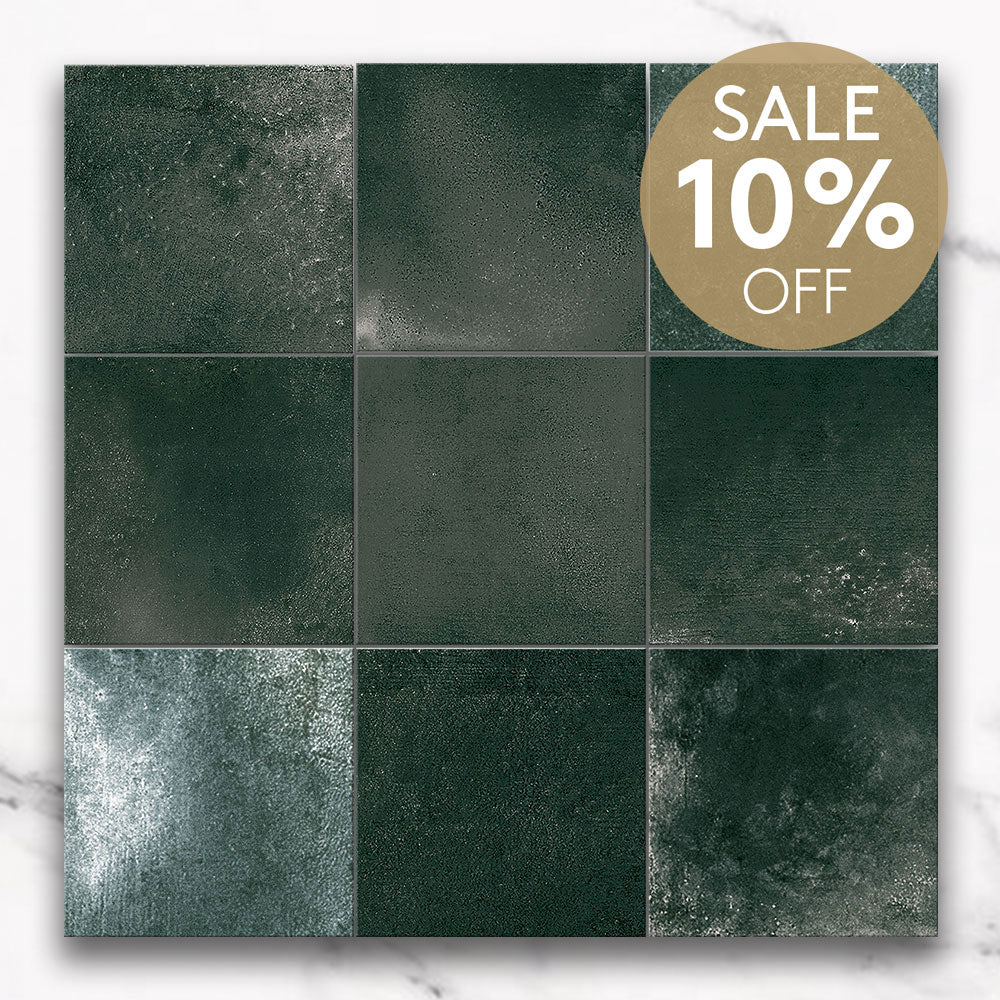 Clara Emerald Green 100x100 Zellige Gloss Square Tile