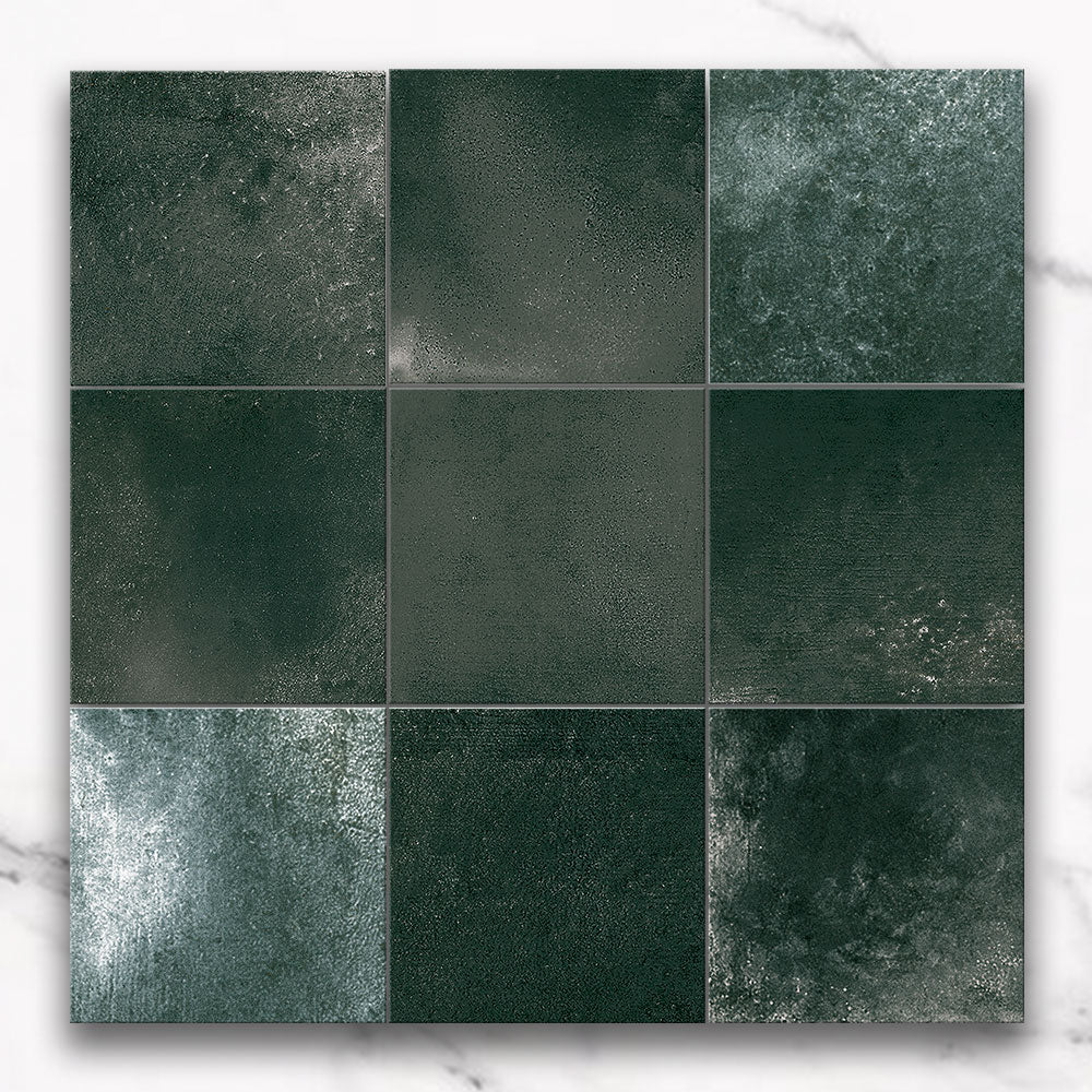 Clara Emerald Green 100x100 Zellige Gloss Square Tile