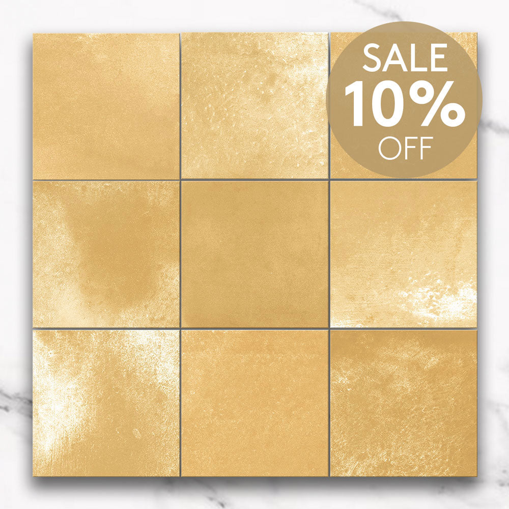 Clara Mustard Yellow 100x100 Zellige Gloss Square Tile