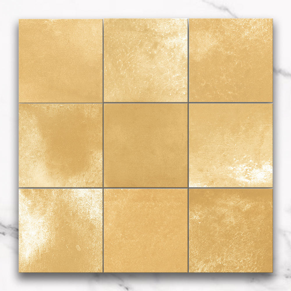 Clara Mustard Yellow 100x100 Zellige Gloss Square Tile