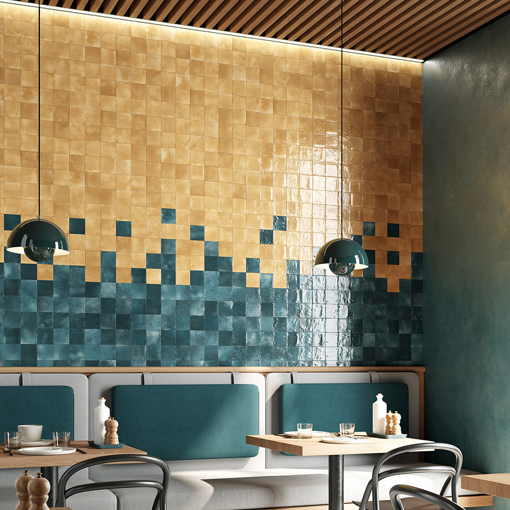 Clara Ocean Blue 100x100 Zellige Gloss Square Tile
