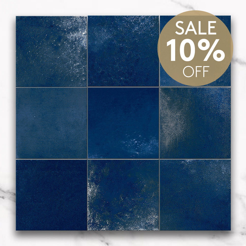 Clara Ocean Blue 100x100 Zellige Gloss Square Tile