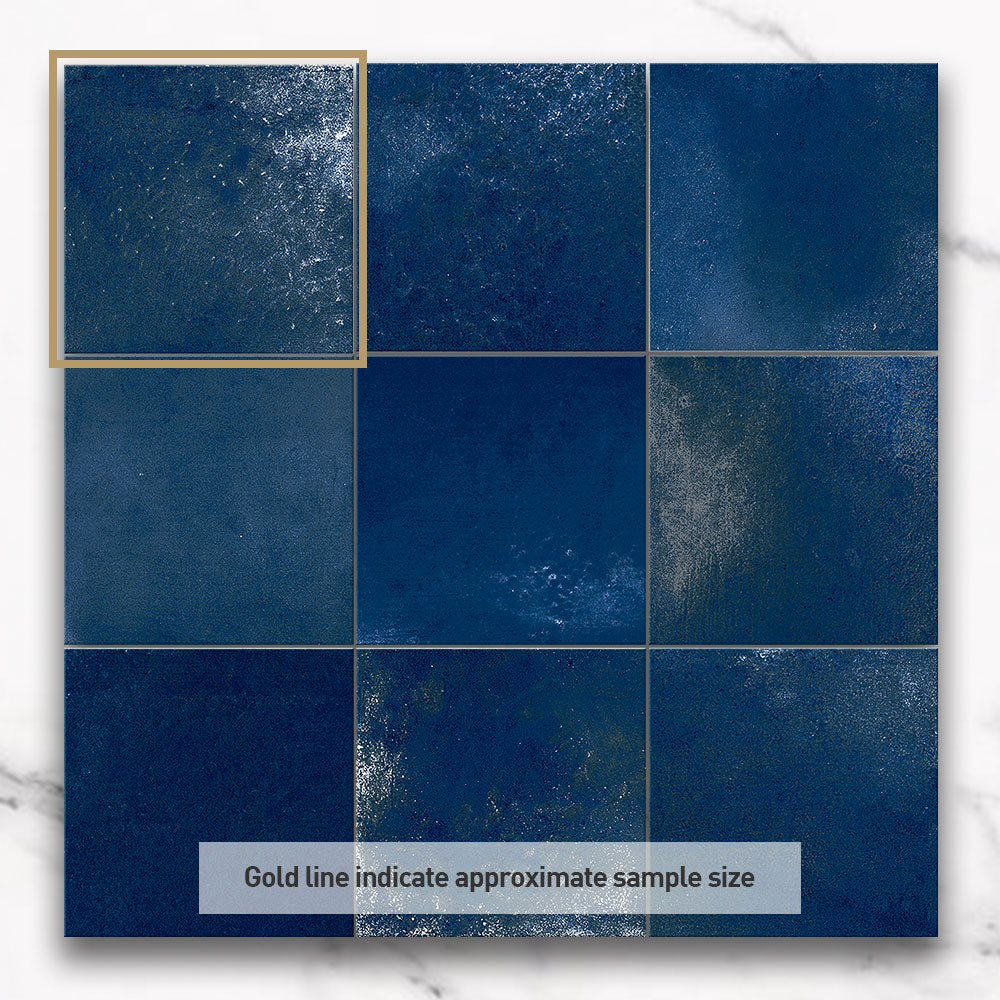 Clara Ocean Blue 100x100 Zellige Gloss Square Tile