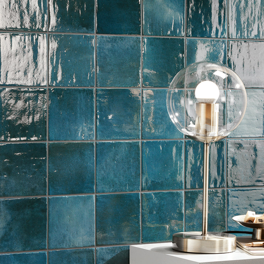 Clara Ocean Blue 100x100 Zellige Gloss Square Tile