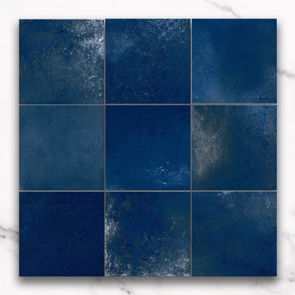 Clara Ocean Blue 100x100 Zellige Gloss Square Tile