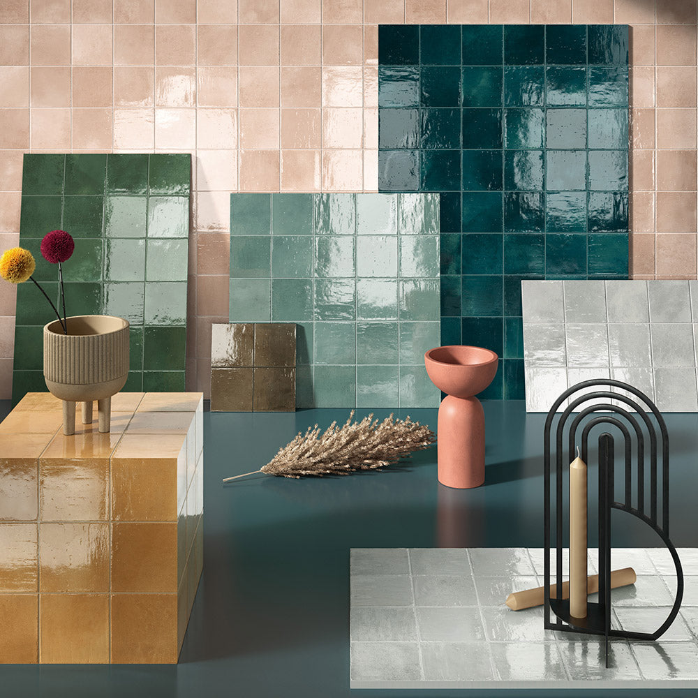 Clara Emerald Green 100x100 Zellige Gloss Square Tile