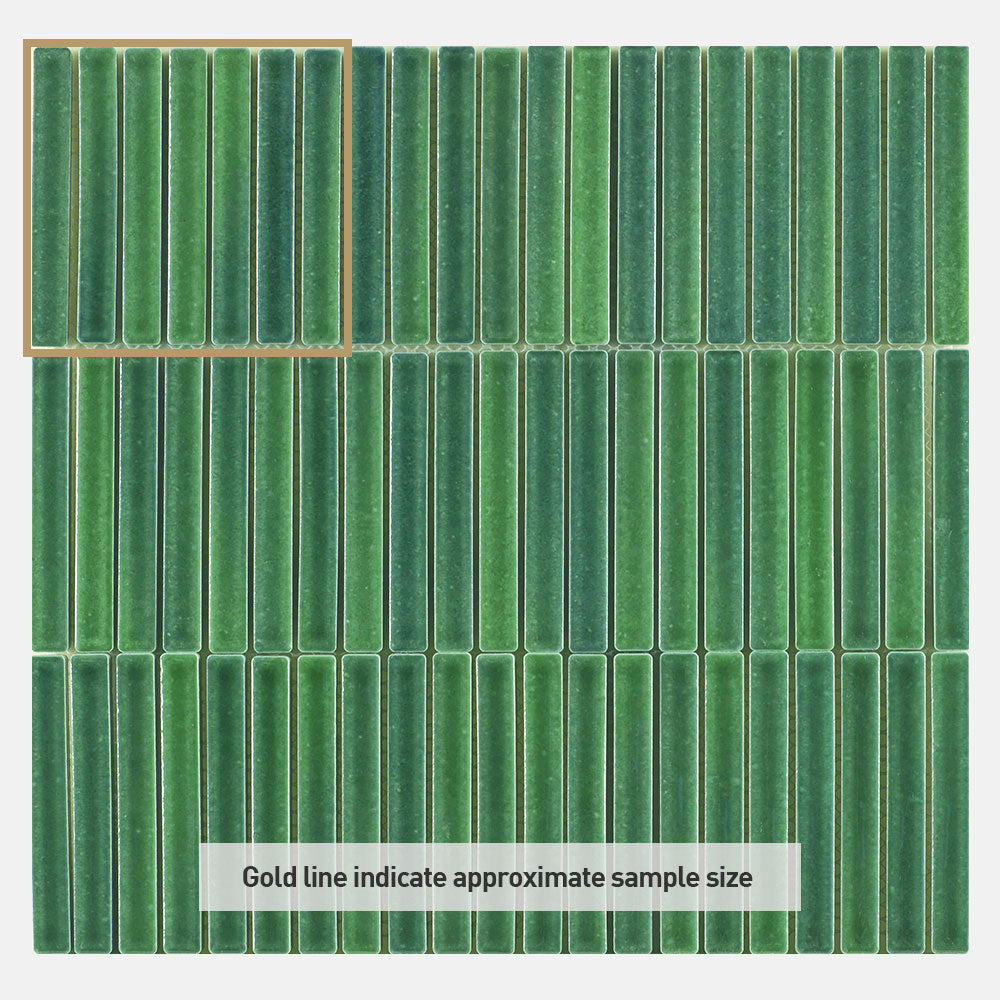 Daintree Forest Mixed Green Kit Kat Gloss Mosaic Tile