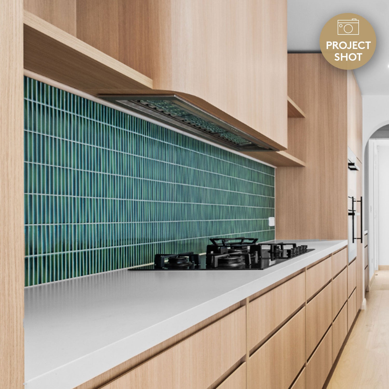 Daintree Forest Mixed Green Kit Kat Gloss Mosaic Tile