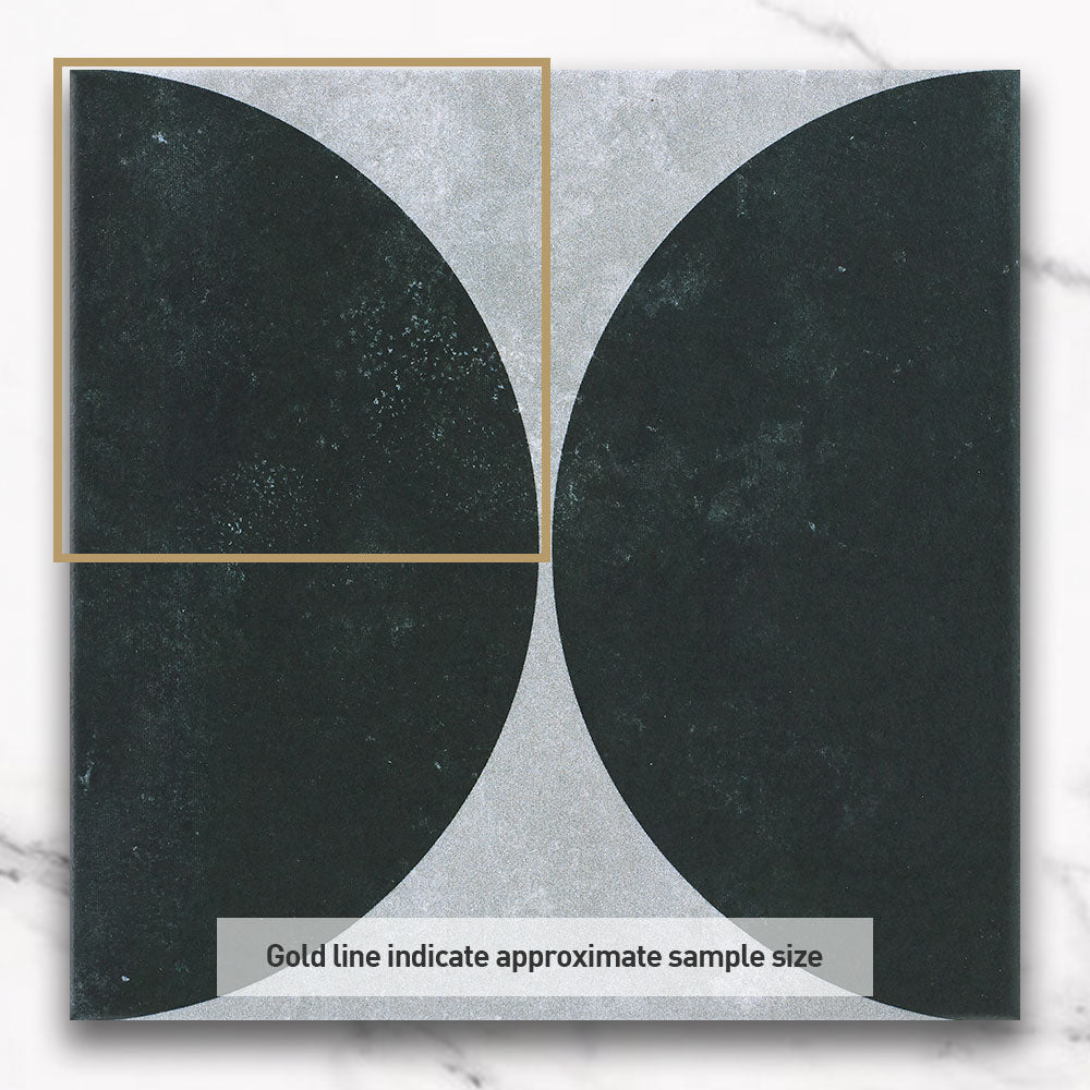 Heritage Duomo Arch Charcoal Encaustic Look 200x200 Matt Tile