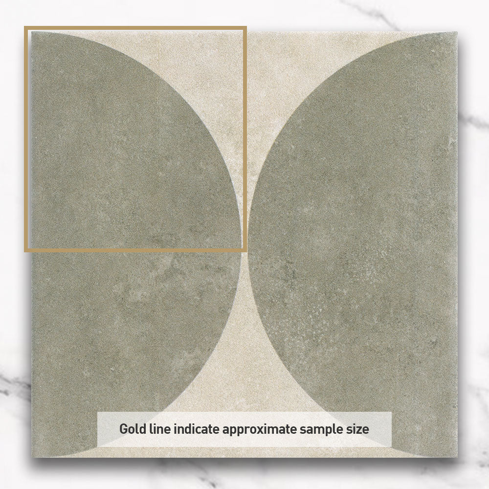 Heritage Duomo Arch Olive Green Encaustic Look 200x200 Matt Tile