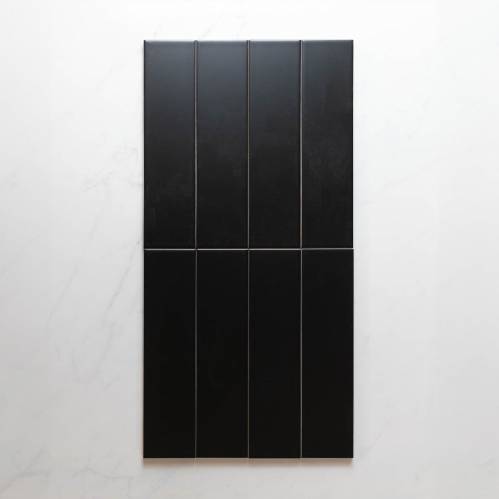 Cascade Black 75x300 Matt Cushion Edge Subway Tile