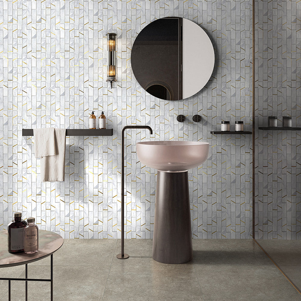 Fifth Ave Barres Carrara Honed Marble Mosaics (per sheet)