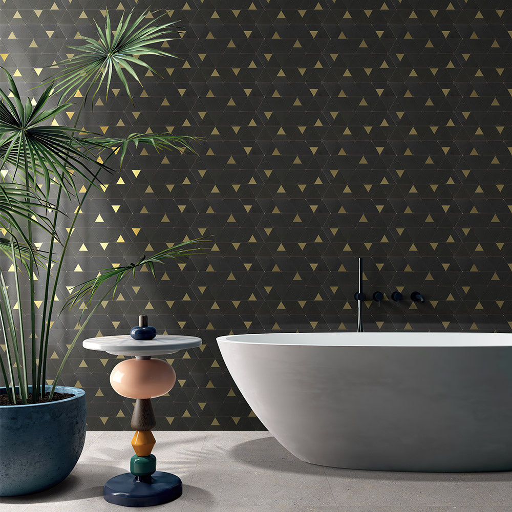 Fifth Ave Pyramid Nero Marquina Honed Marble Mosaics (per sheet)