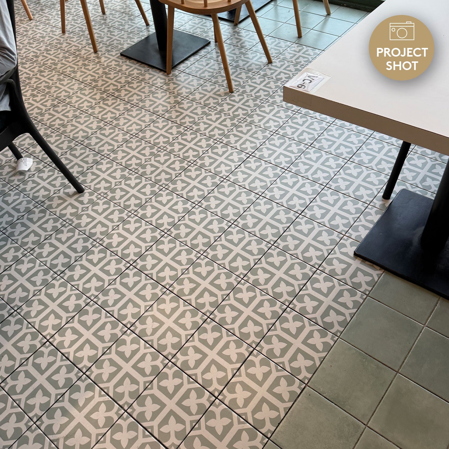 Heritage Lotus Green Encaustic Look 200x200 Matt Tile