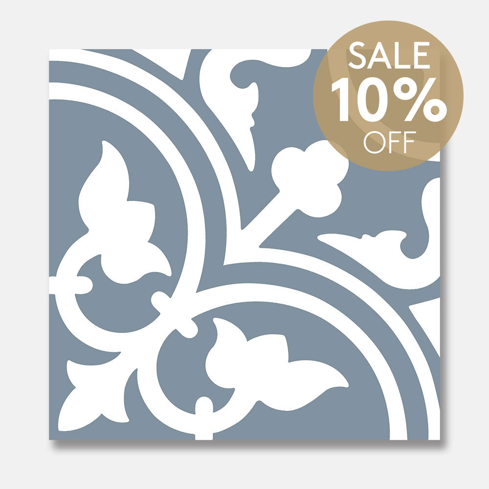 Heritage Aster Blue Encaustic Look 200x200 Matt Tile