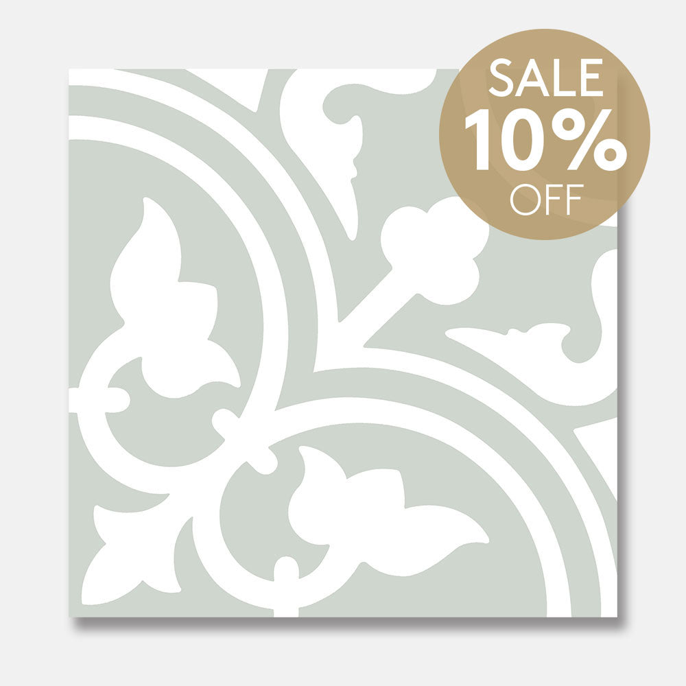 Heritage Aster Green Encaustic Look 200x200 Matt Tile