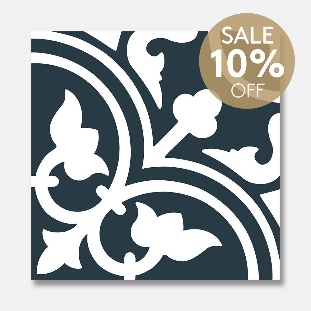 Heritage Aster Navy Encaustic Look 200x200 Matt Tile