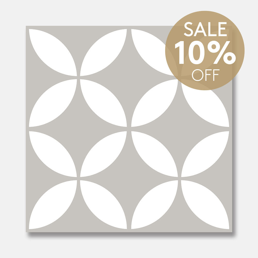 Heritage Daisy Grey Encaustic Look 200x200 Matt Tile