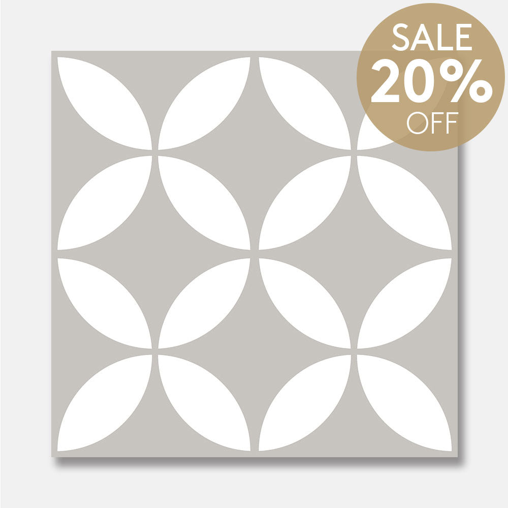 Heritage Daisy Grey Encaustic Look 200x200 Matt Tile