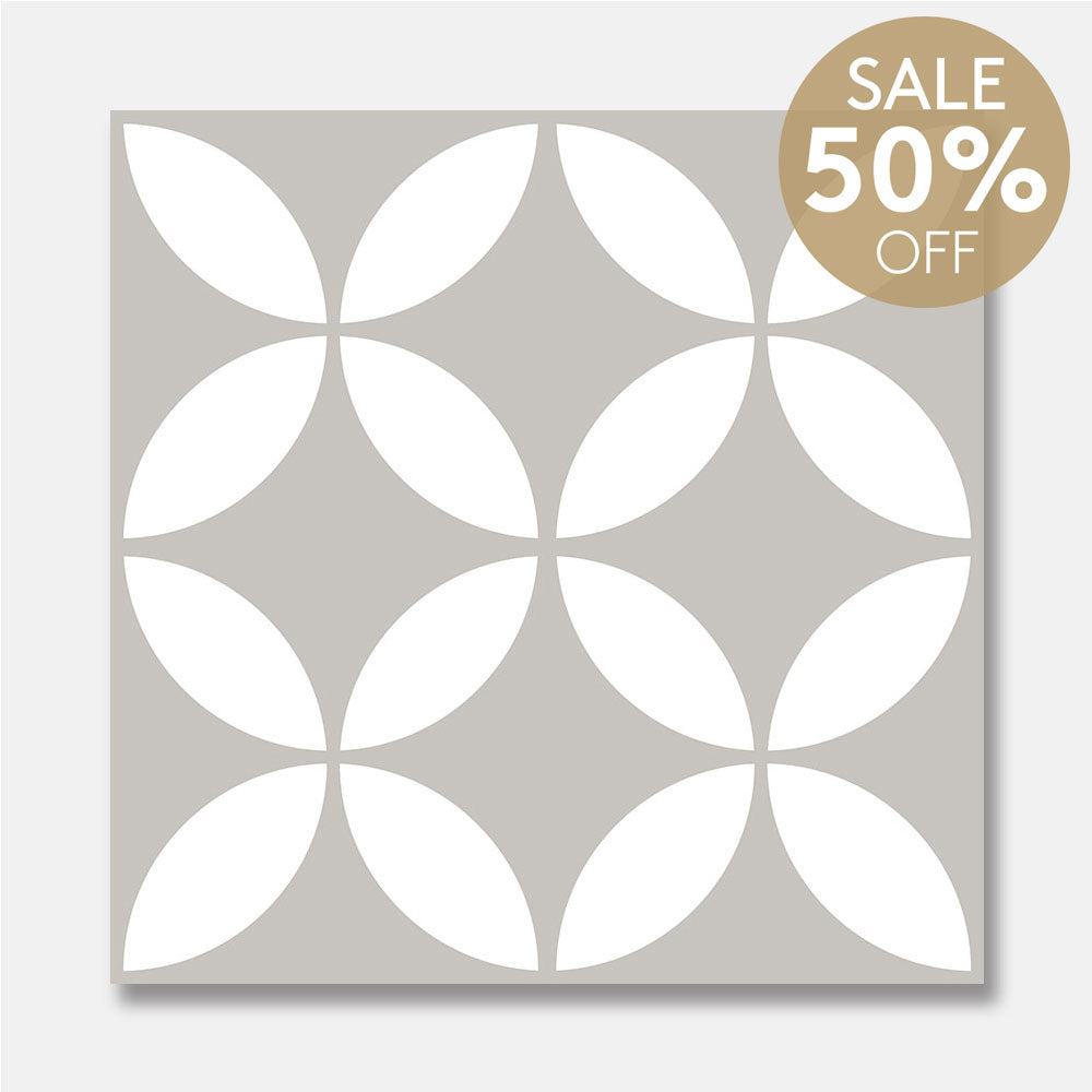 Heritage Daisy Grey Encaustic Look 200x200 Matt Tile