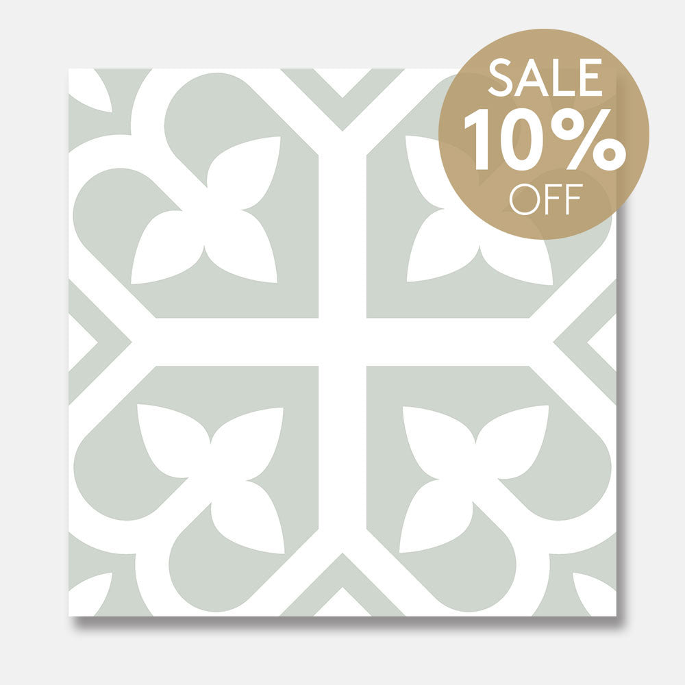 Heritage Lotus Green Encaustic Look 200x200 Matt Tile