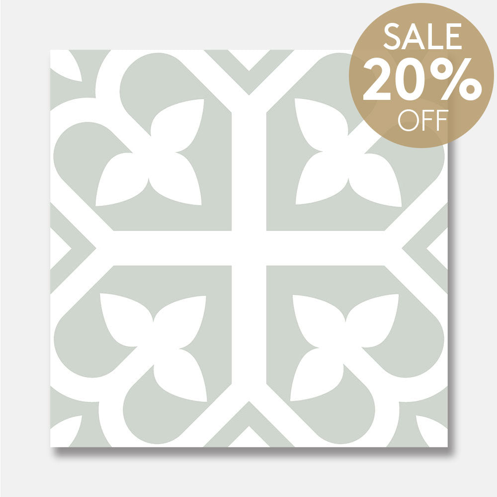 Heritage Lotus Green Encaustic Look 200x200 Matt Tile