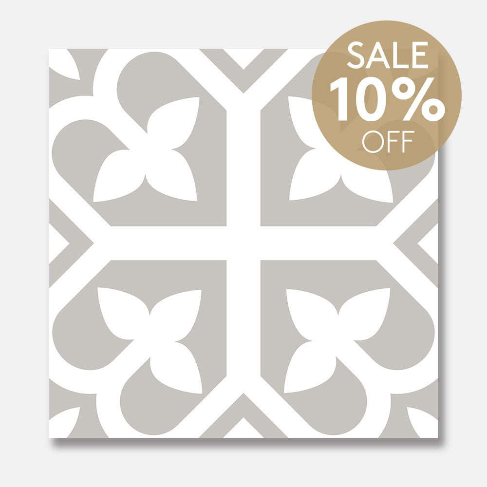 Heritage Lotus Grey Encaustic Look 200x200 Matt Tile