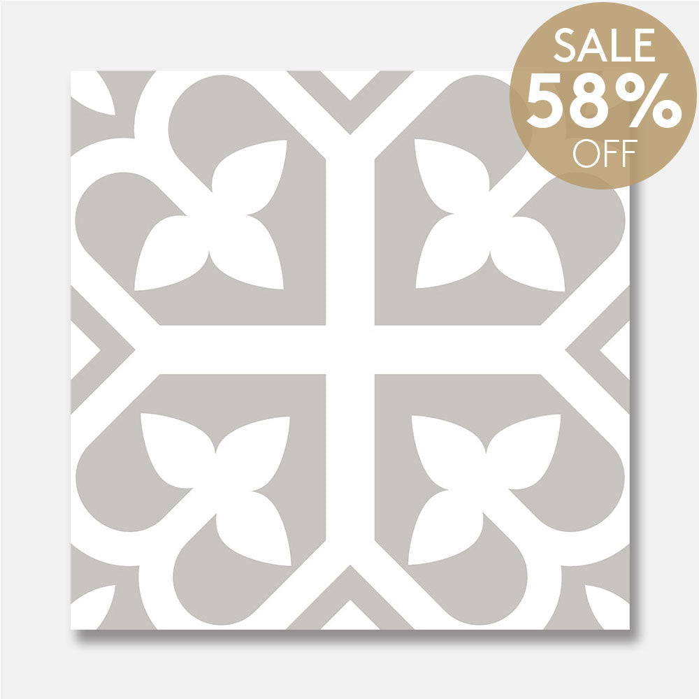 Heritage Lotus Grey Encaustic Look 200x200 Matt Tile