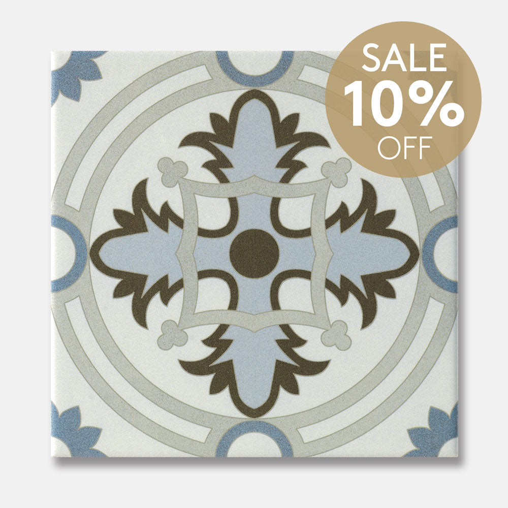 Heritage Octavia Blue Encaustic Look 200x200 Matt Tile