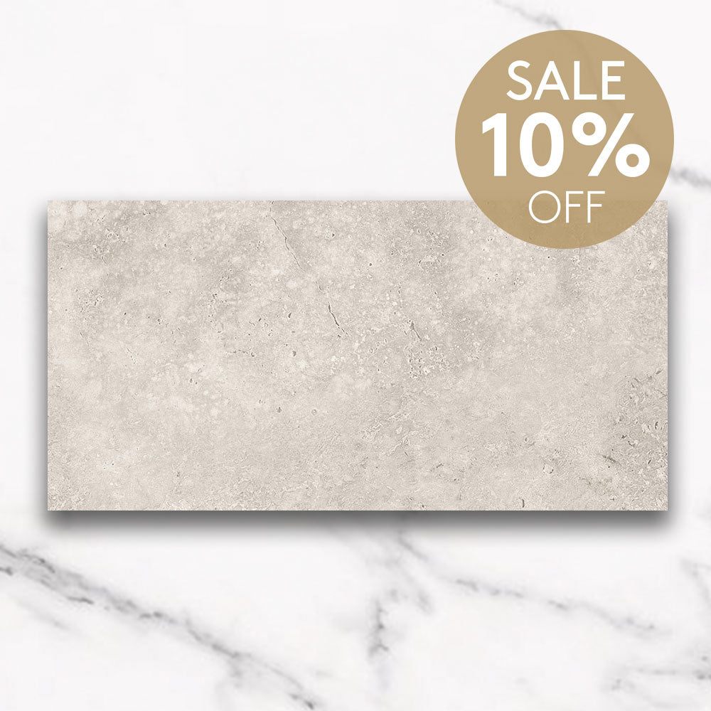 Kronos Light Grey 300X600 CC Travertine Look Matt Porcelain Tiles