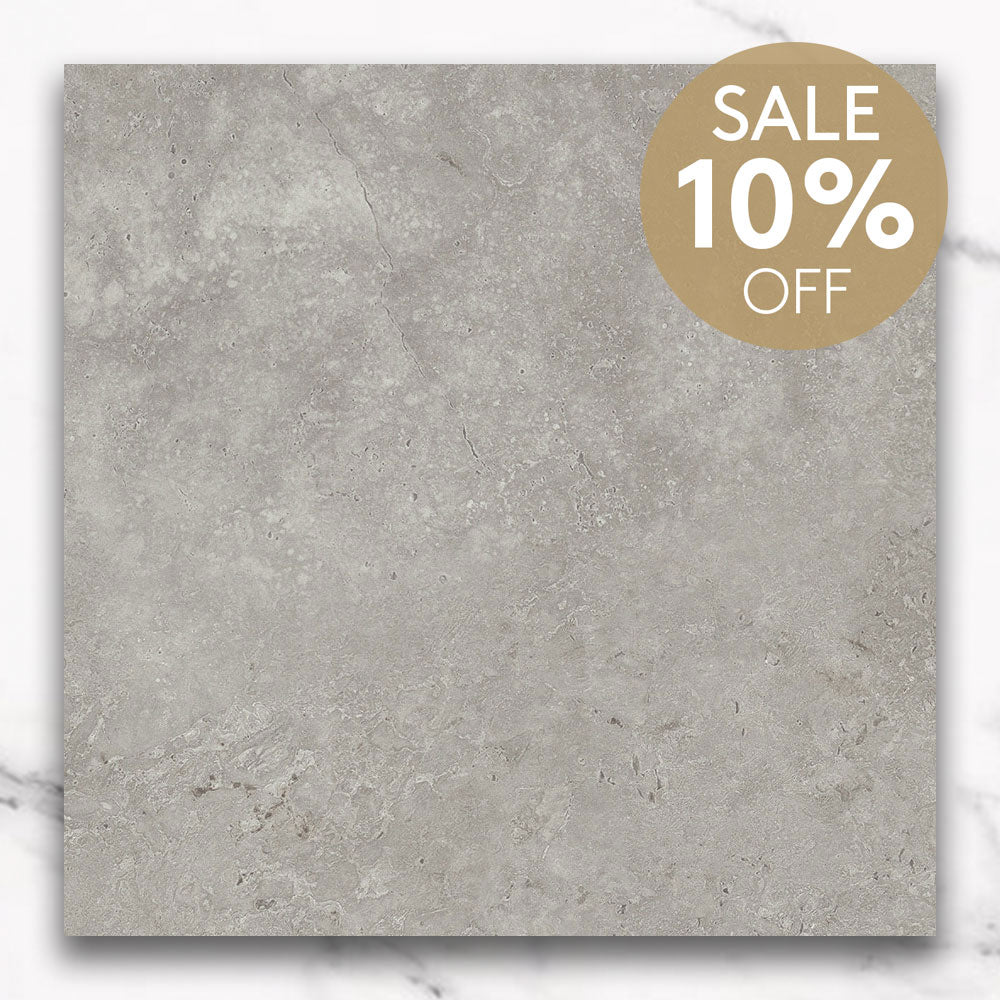Kronos Mid Grey 600X600 CC Travertine Look Matt Porcelain Tiles