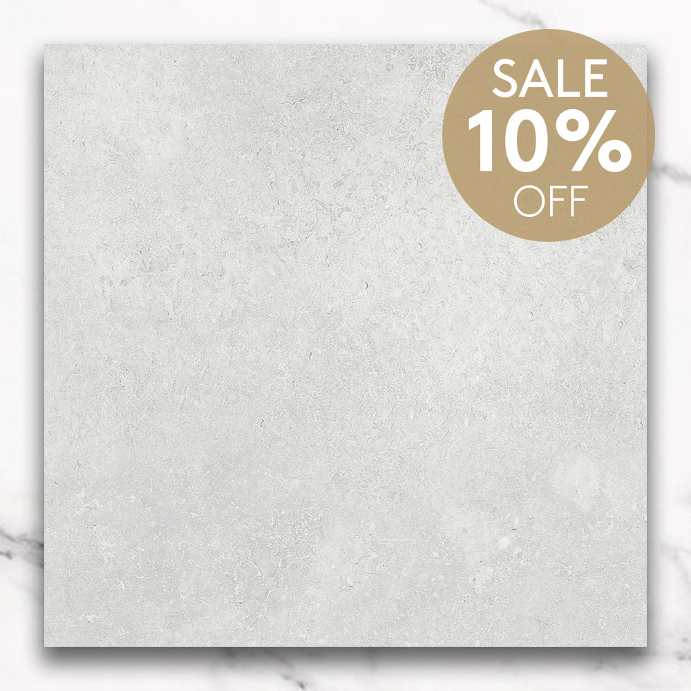 Kronos White 600X600 CC Travertine Look Matt Porcelain Tiles