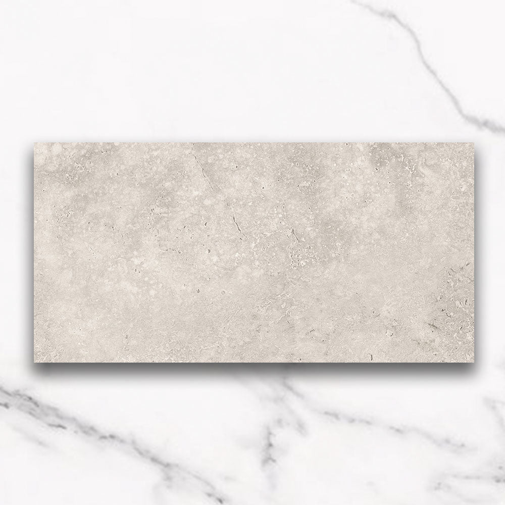 Kronos Light Grey 300X600 CC Travertine Look Matt Porcelain Tiles