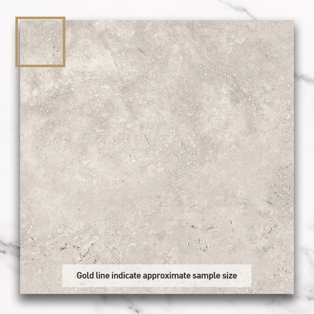 Kronos Light Grey 600X600 CC Travertine Look Matt Porcelain Tiles