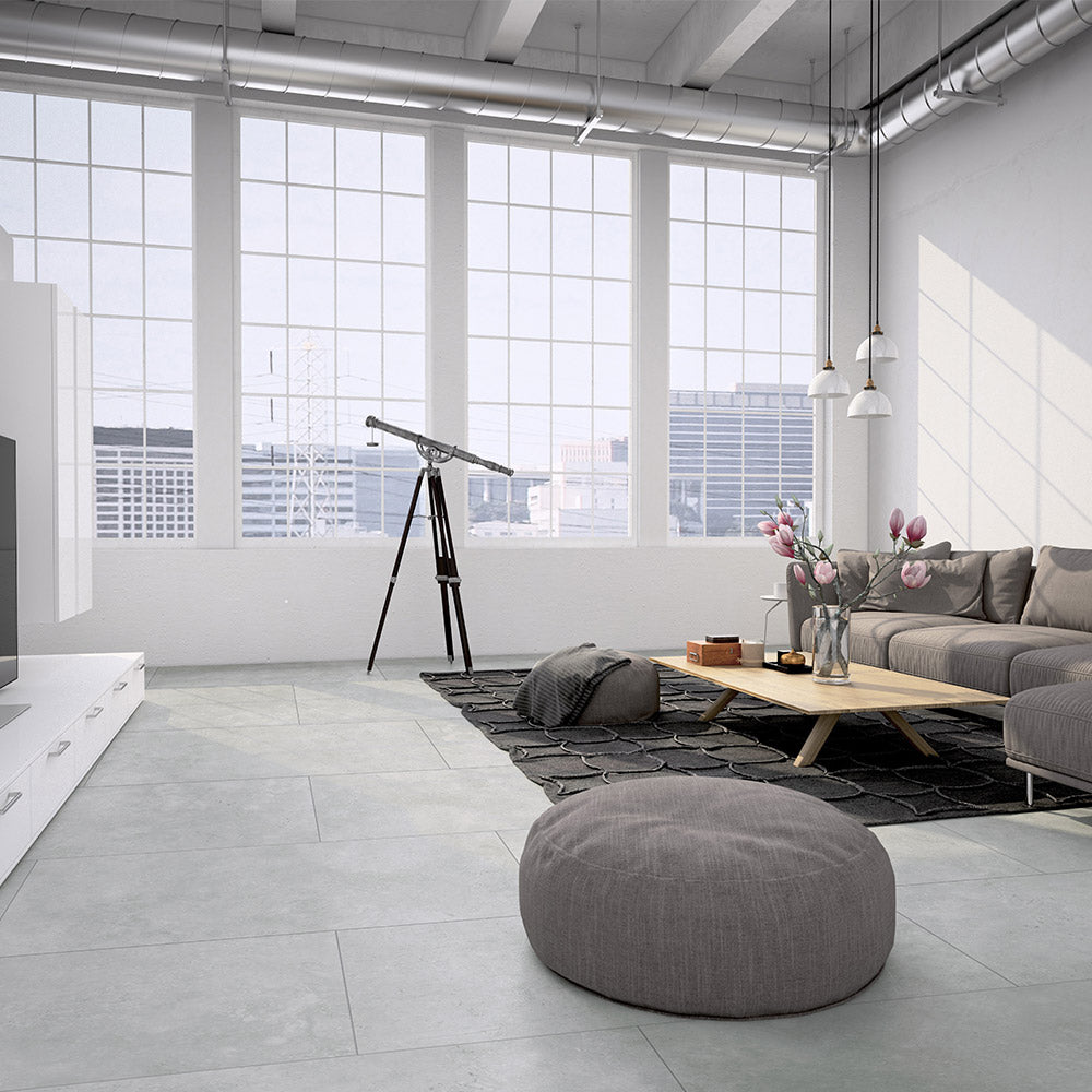 Kronos White 600X600 CC Travertine Look Matt Porcelain Tiles