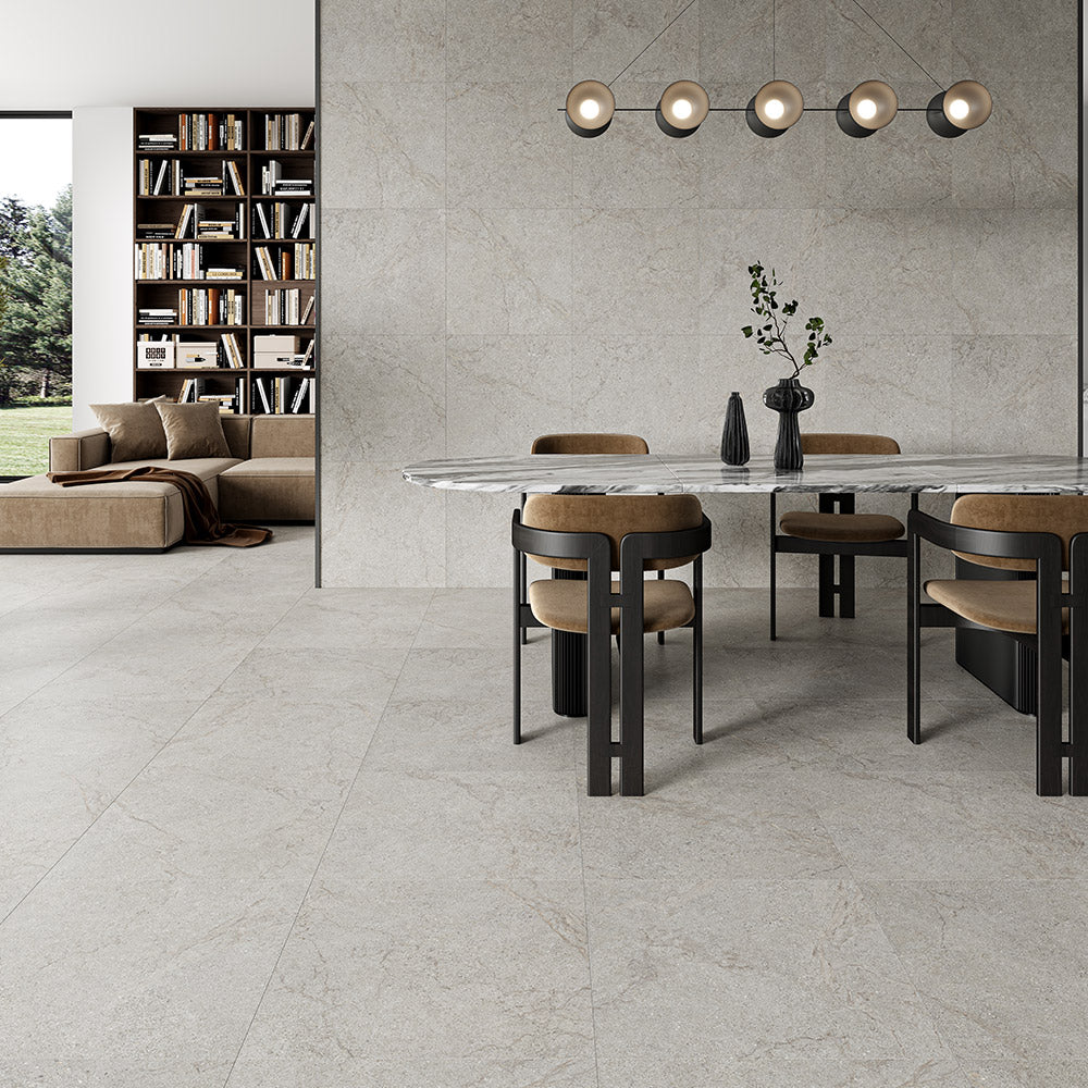 Limestra Light Grey 600x600 Honed Limestone Look Porcelain Tile