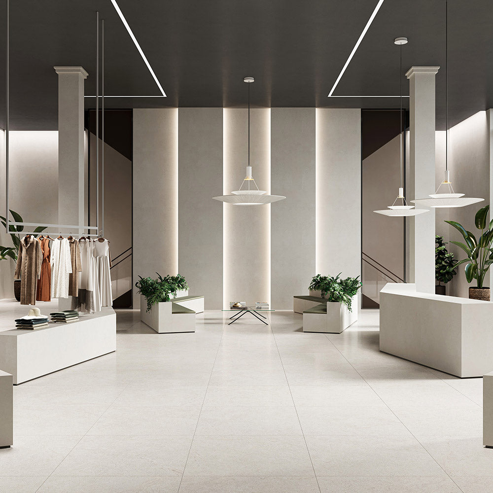 Limestra White 600x600 Honed Limestone Look Porcelain Tile